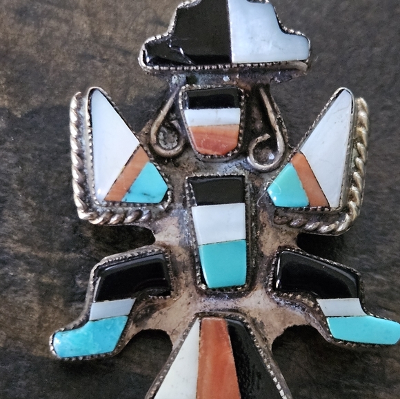 Vintage Navajo Knifewing Inlay Brooch - Picture 6 of 6